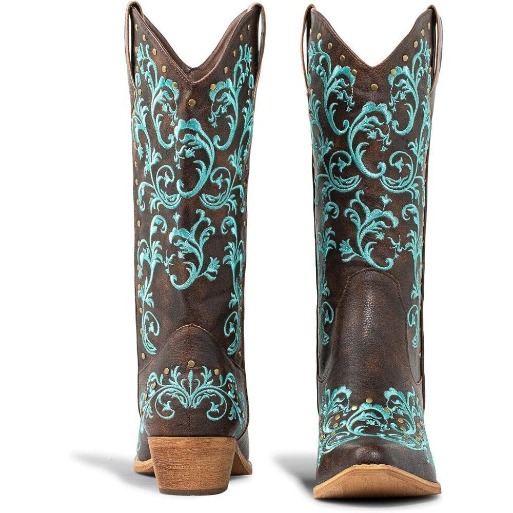 SheSole Ladies Cowboy Boots Fashion Toe Mid Calf Women's Western Cowgirl Boots - Picture 3 of 9